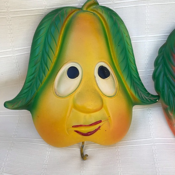 Vintage Anthropomorphic kitchen wall decor Miller studio 1970 apple pear - Picture 5 of 7